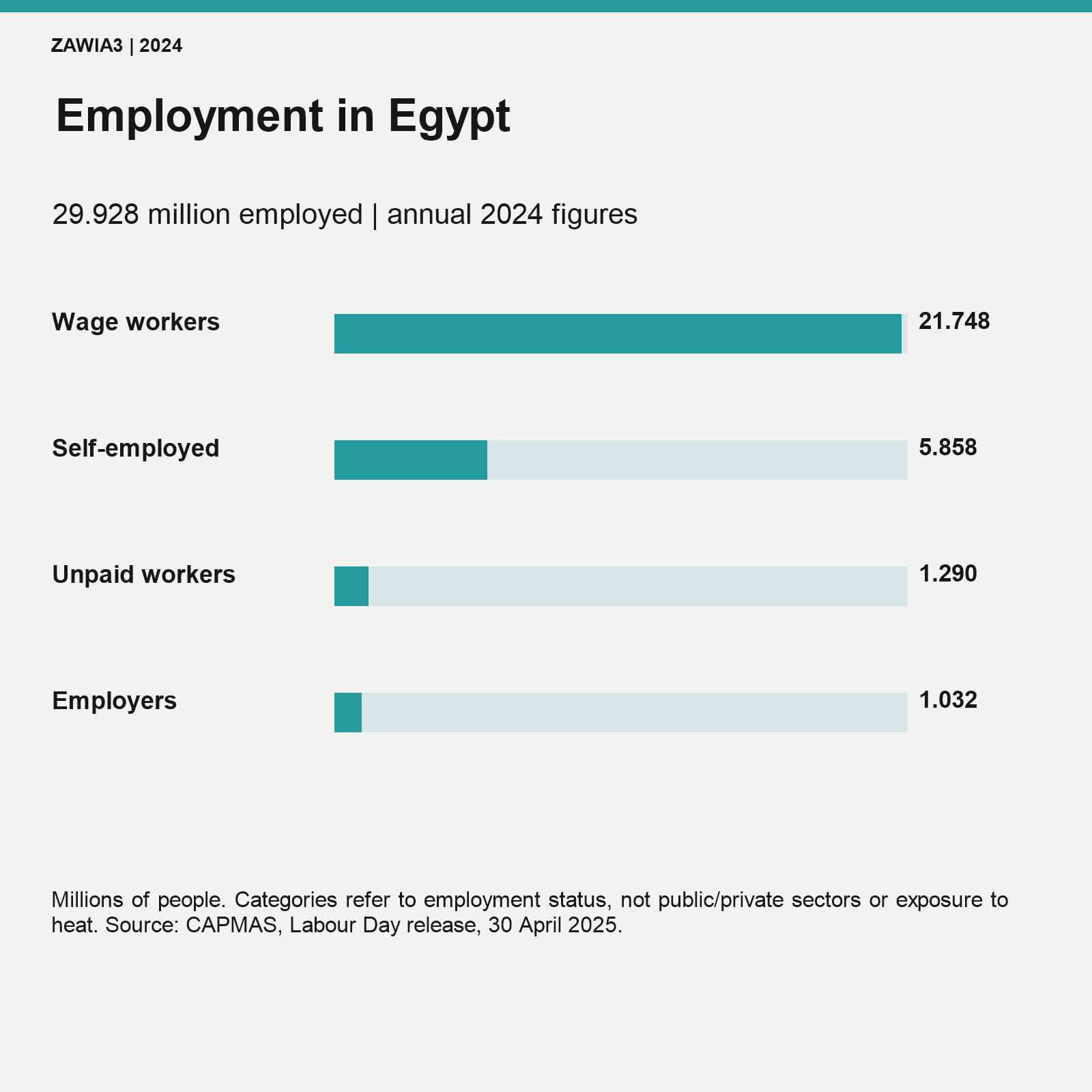 Egyptian employment by status, annual 2024 figures