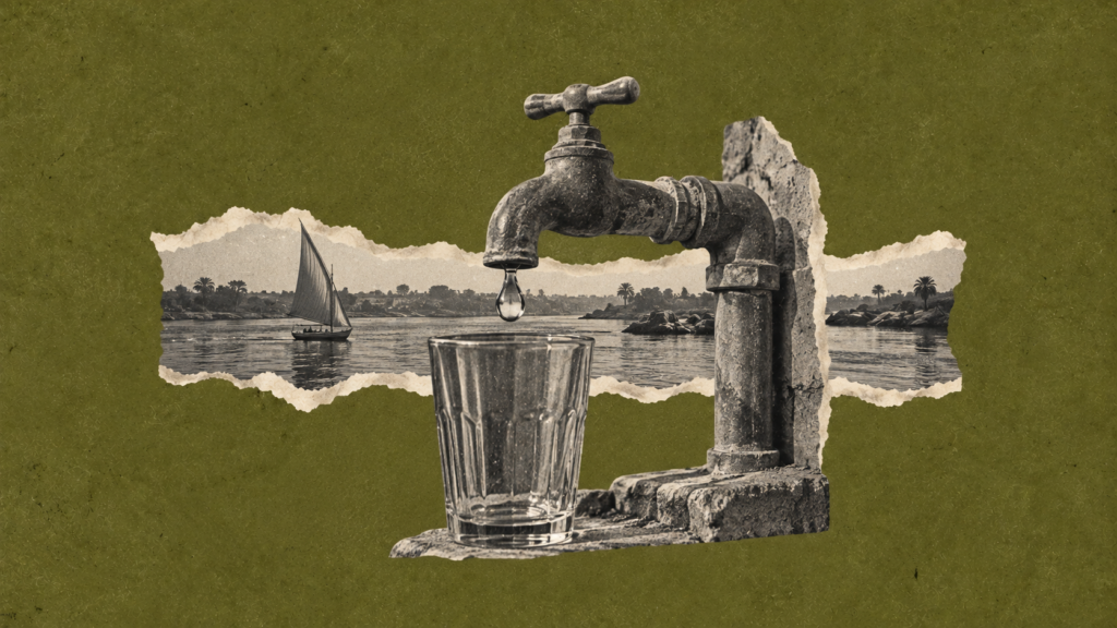 Illustration éditoriale de la crise de l’eau et de l’assainissement à Assouan