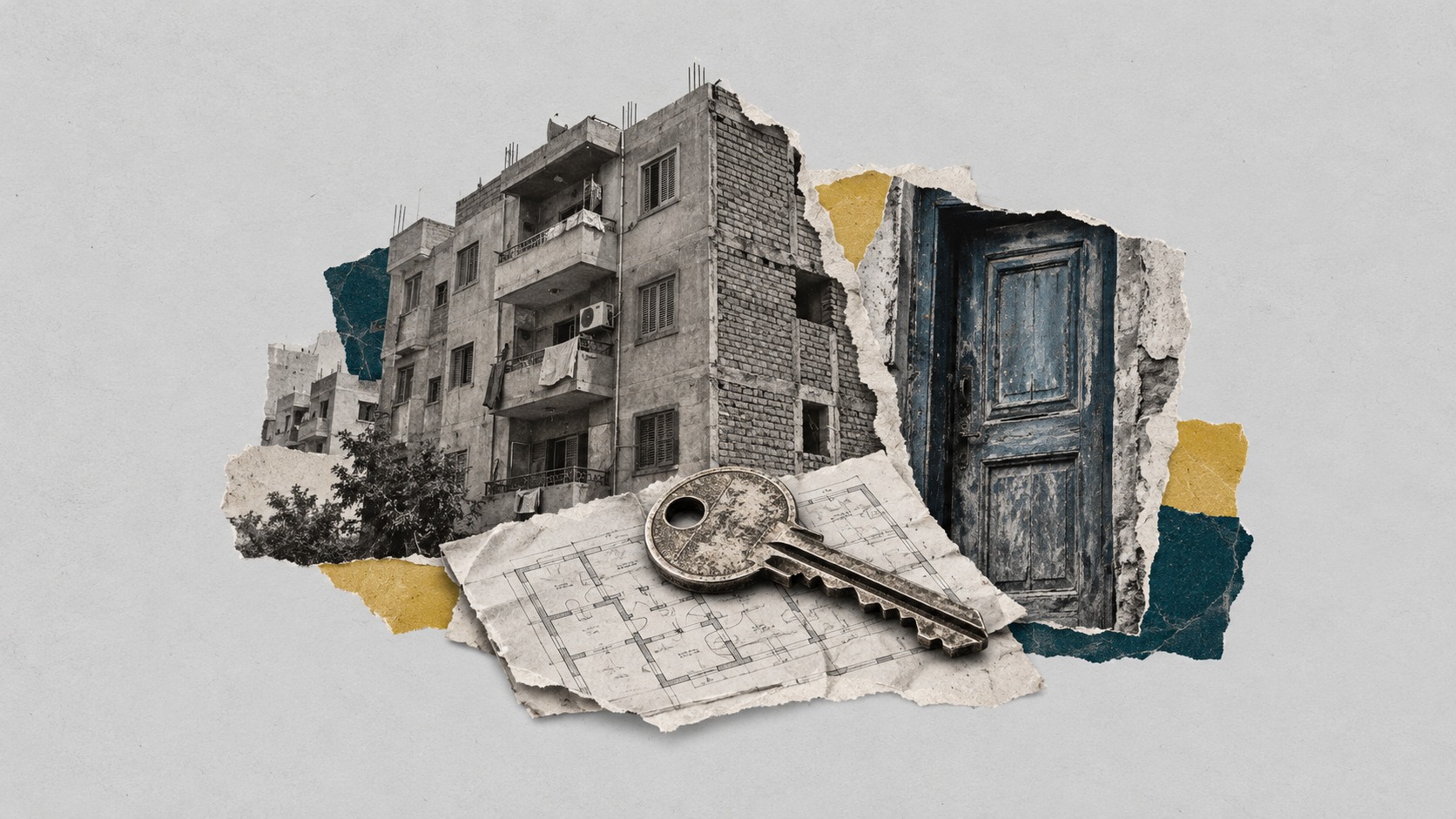 كولاج توضيحي عن السكن الآمن والملكية