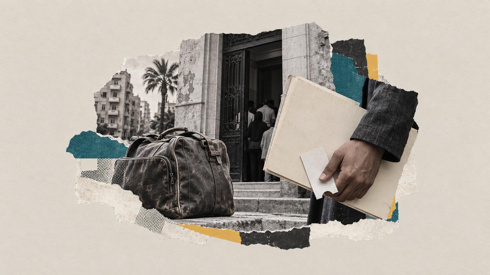 كولاج توضيحي عن حقوق اللاجئين وطالبي اللجوء